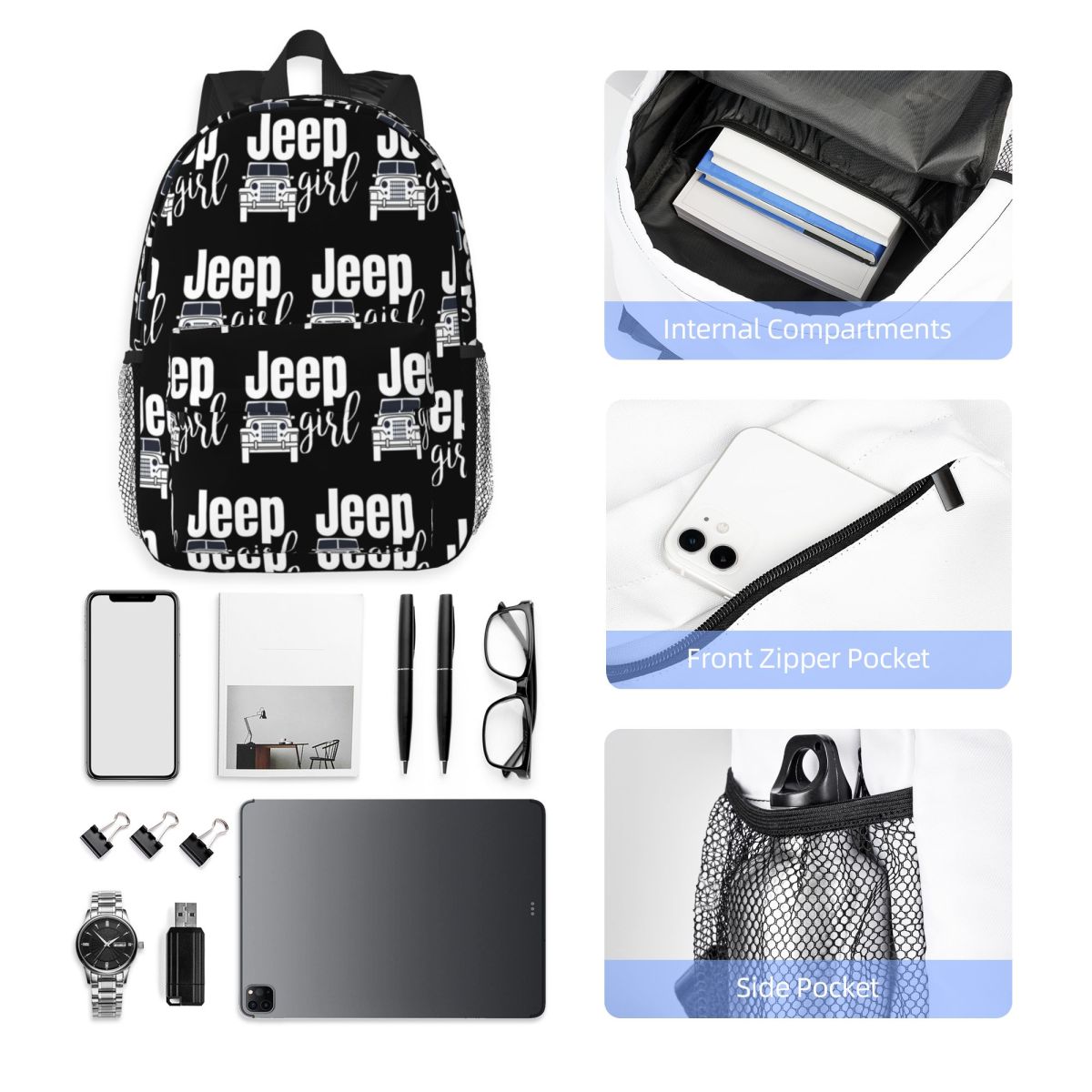 Women'S Jeep Bags - ジープガールバックパックホットセールデイパック大容量男の子女の子ブックバッグショルダーバッグ男性女性用スクールバッグ