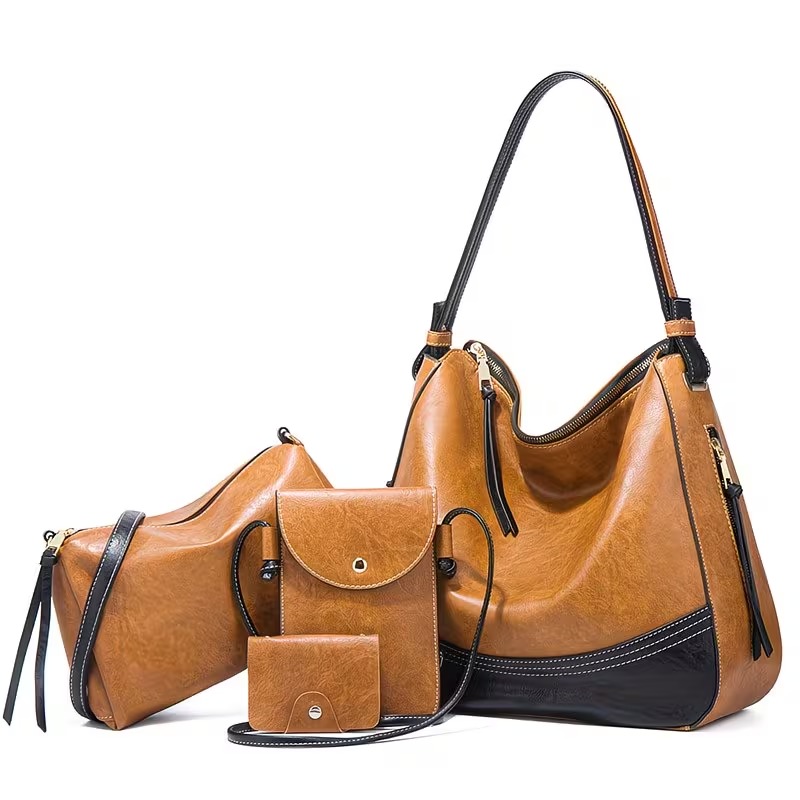 Women'S Crossbody Bags - レディースバッグセット - 4点セット。 シンプルなコントラストカラー、大容量、携帯電話やカード用のクロスボディバッグ。
