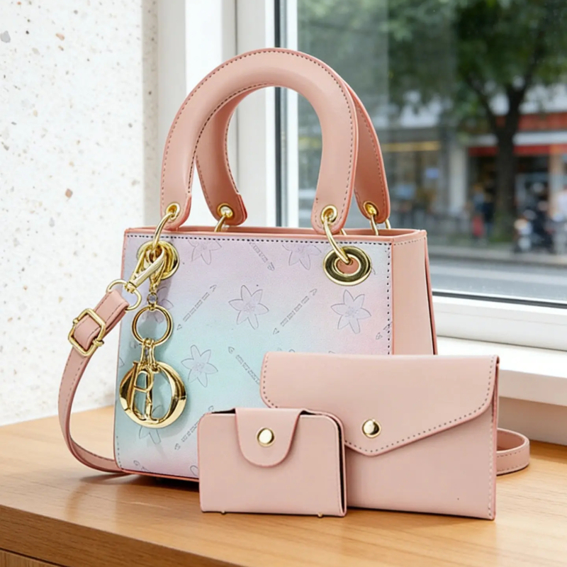 Women'S Crossbody Bags - グラデーションプリントクロスボディショルダーバッグセット、キュートでファッショナブルな小さなバッグ、調節可能なストラップ、多機能カジュアル財布