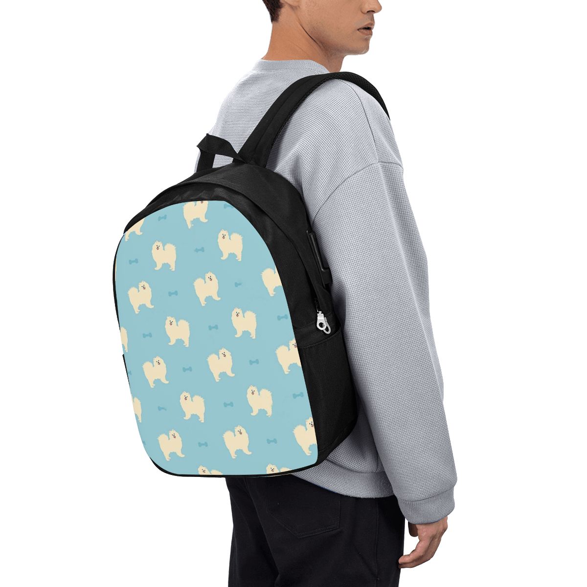 Women Bags For Laptop - サモエド犬バックパック旅行ノートブックバッグコンピュータ大学生スクールバッグラップトップショルダーバッグ男性女性用