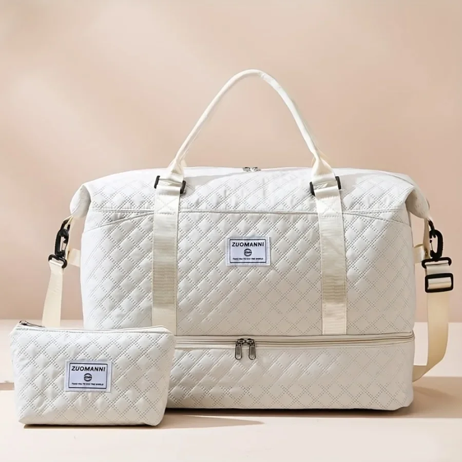 Women Bags In Amazon - 2個セット 大容量トラベルダッフルバッグ シューズコンパートメントと化粧ポーチ付き カジュアルナイロンジムバッグ 週末一晩バッグ