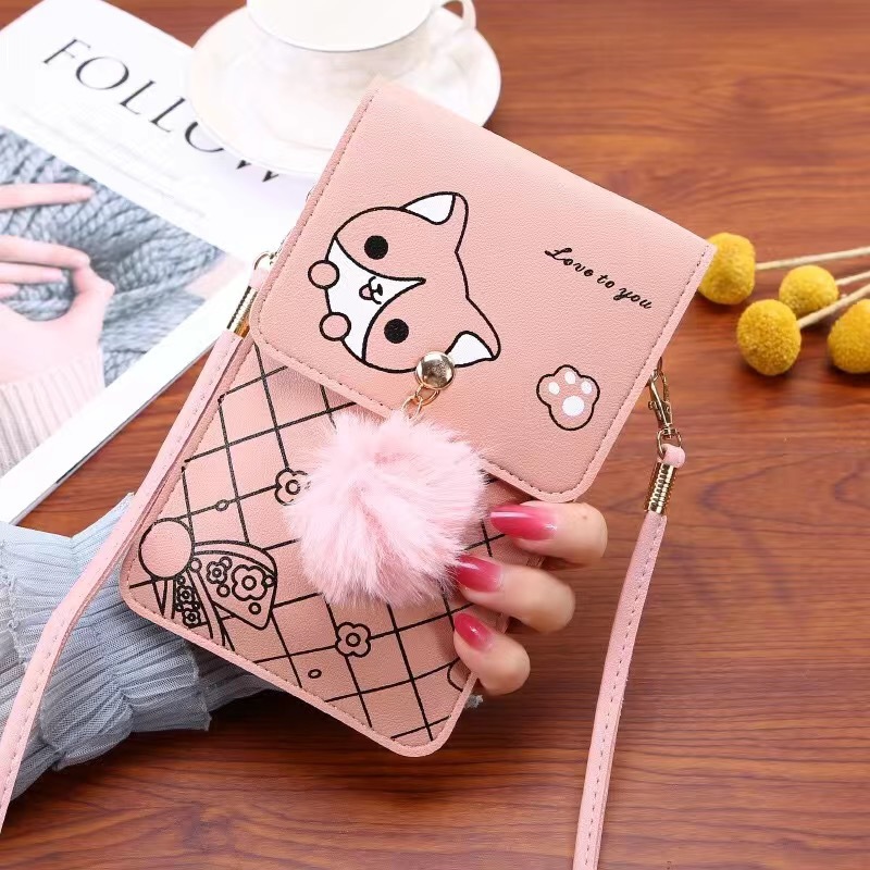 Women Bags In Amazon - かわいい漫画柄のタッチスクリーン対応スマホバッグ 女性用 - スリムで透明なクロスボディバッグ ミニショルダーポーチ ウォレット