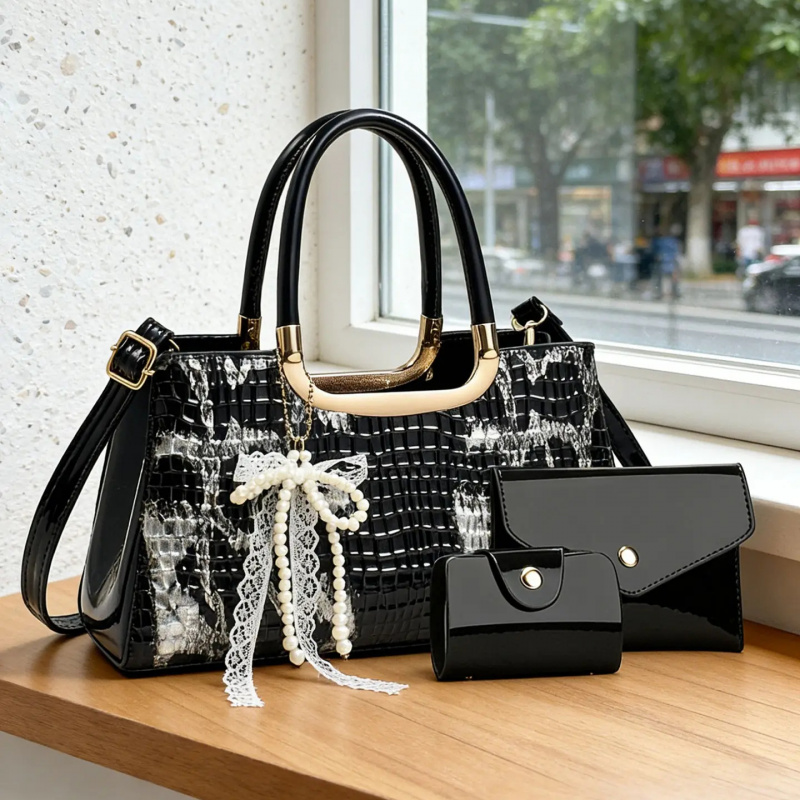 Women Bags Accessories - レディースハンドバッグセット、クロコダイル柄イブニングクラッチ、パーティー用クロスボディショルダーバッグ、高級レディースアクセサリー、完璧なギフト