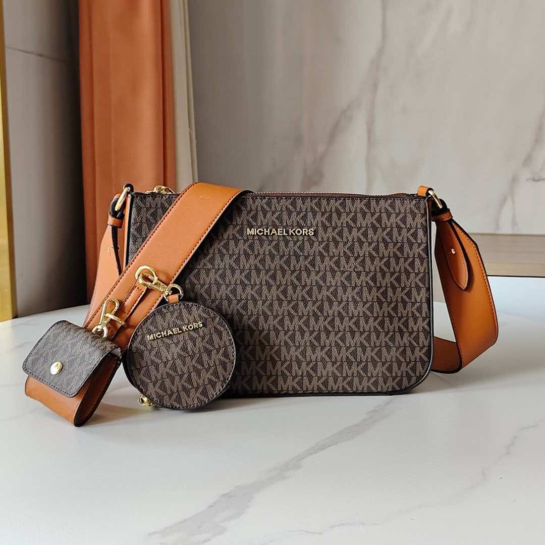 Women Bags Mk - 新品のマイケル・コース レディースファッション カジュアル 高級3点セット、MKレザー製女性用クロスボディバッグ