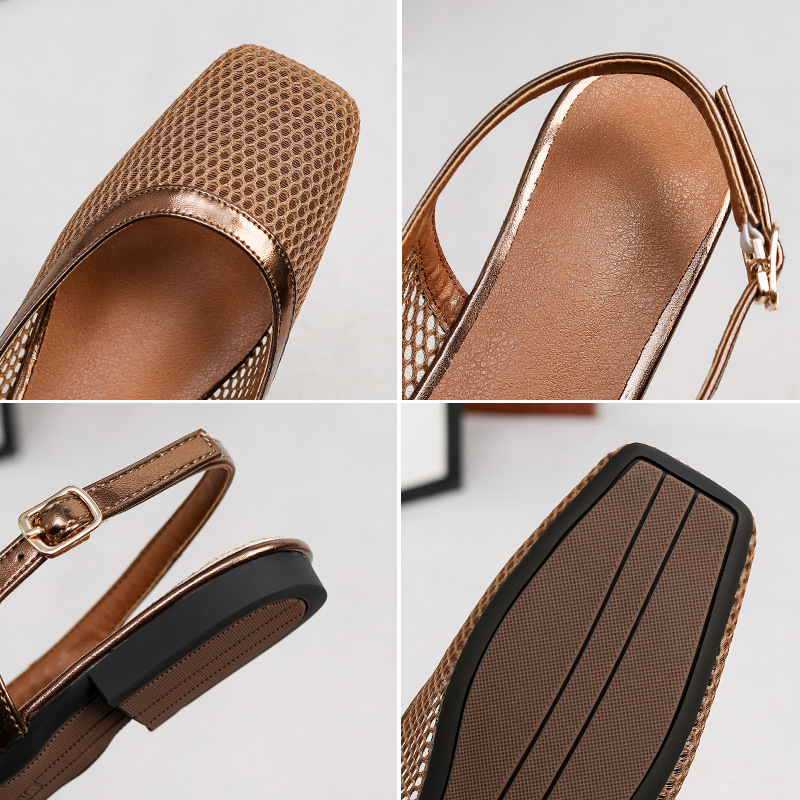 メッシュスクエアヘッドスリッパバッグヘッドサンダルアウターウ - Women Bags Accessories のレビューと価格