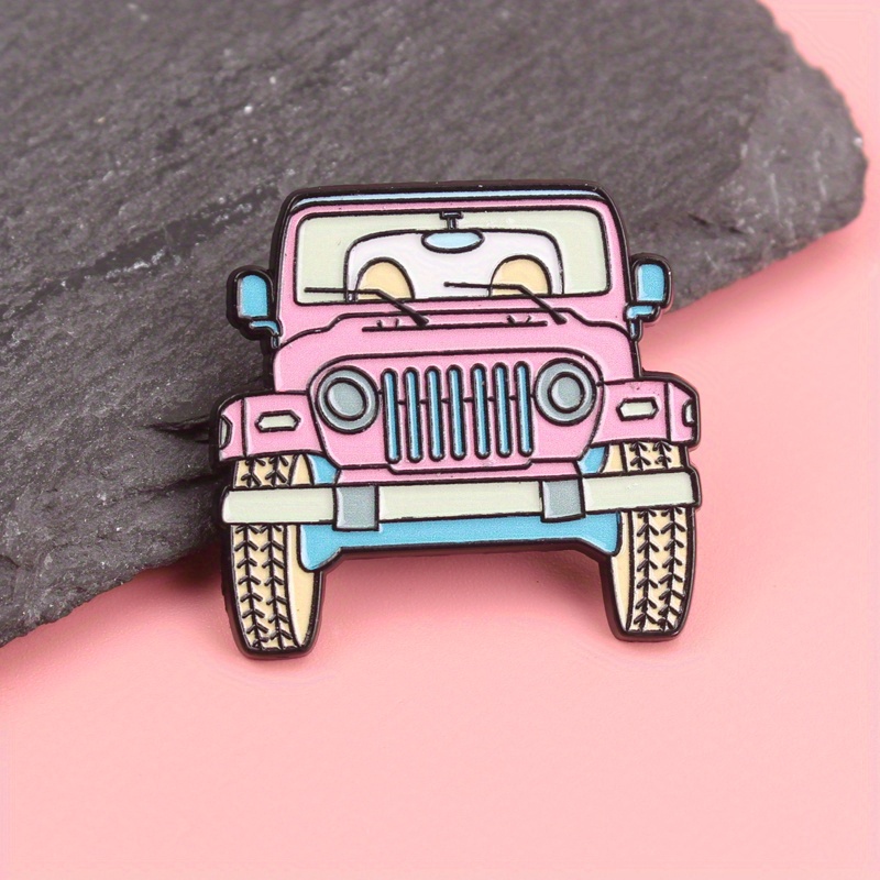 愛らしいピンクのジープ漫画エナメルピン - 擬人化された目を - Women'S Jeep Bags のレビューと価格