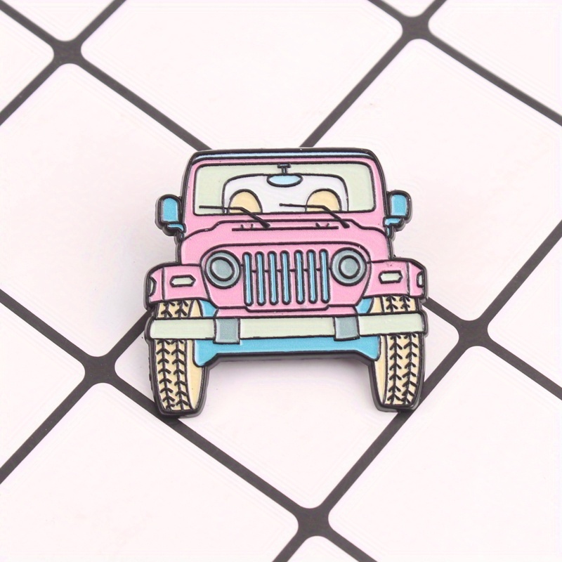 愛らしいピンクのジープ漫画エナメルピン - 擬人化された目を - Women'S Jeep Bags のレビューと価格