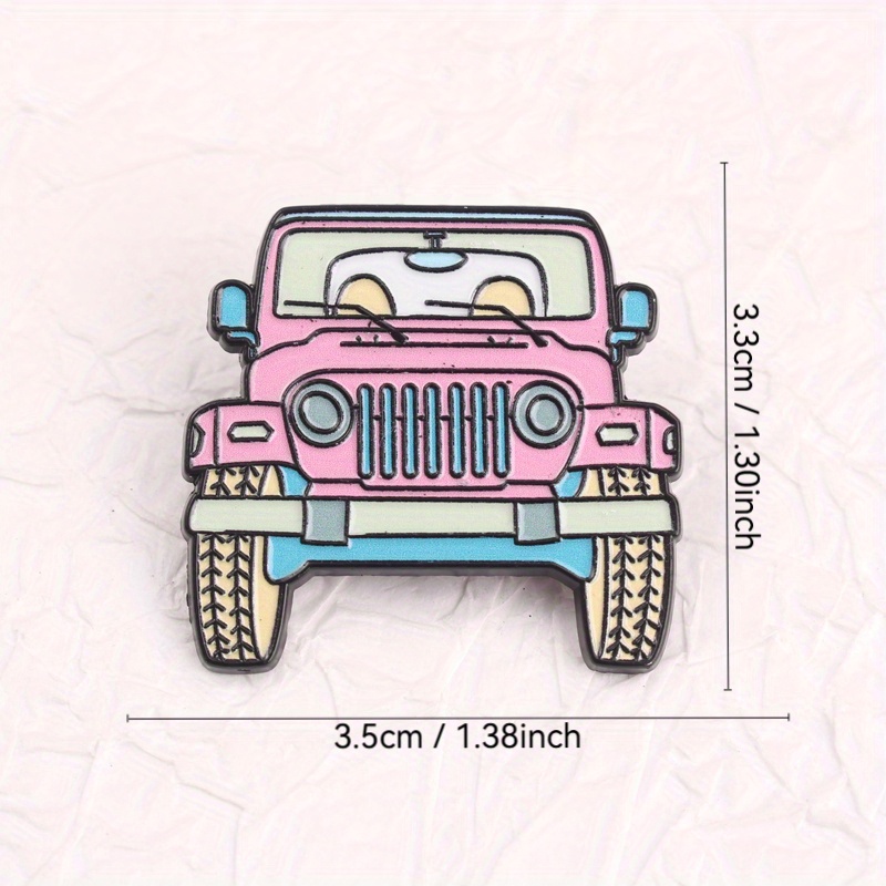 愛らしいピンクのジープ漫画エナメルピン - 擬人化された目を - Women'S Jeep Bags のレビューと価格