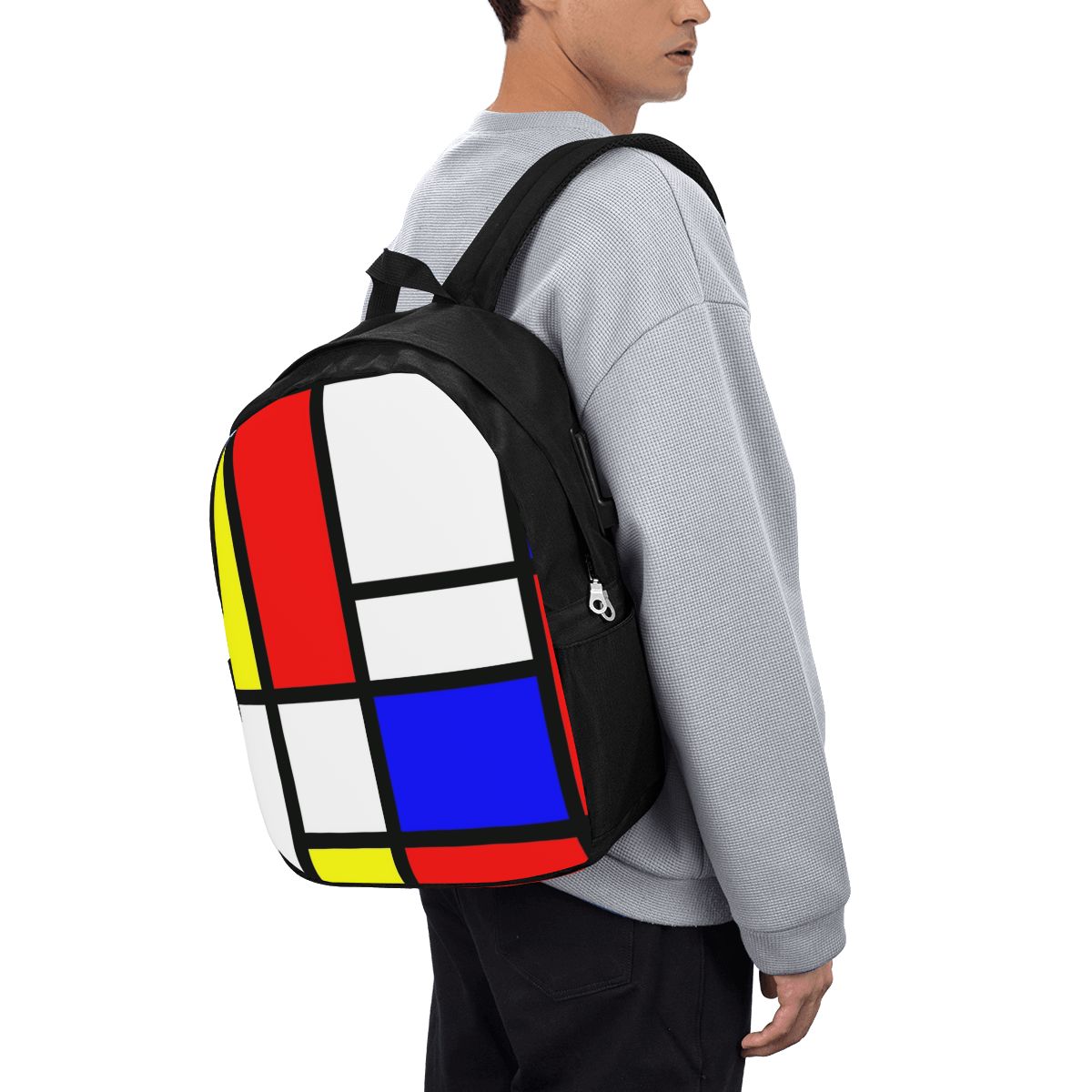 ピエト・モンドリアン構成バックパック旅行ノートブックバッグコ - Women Bags For Laptop のレビューと価格