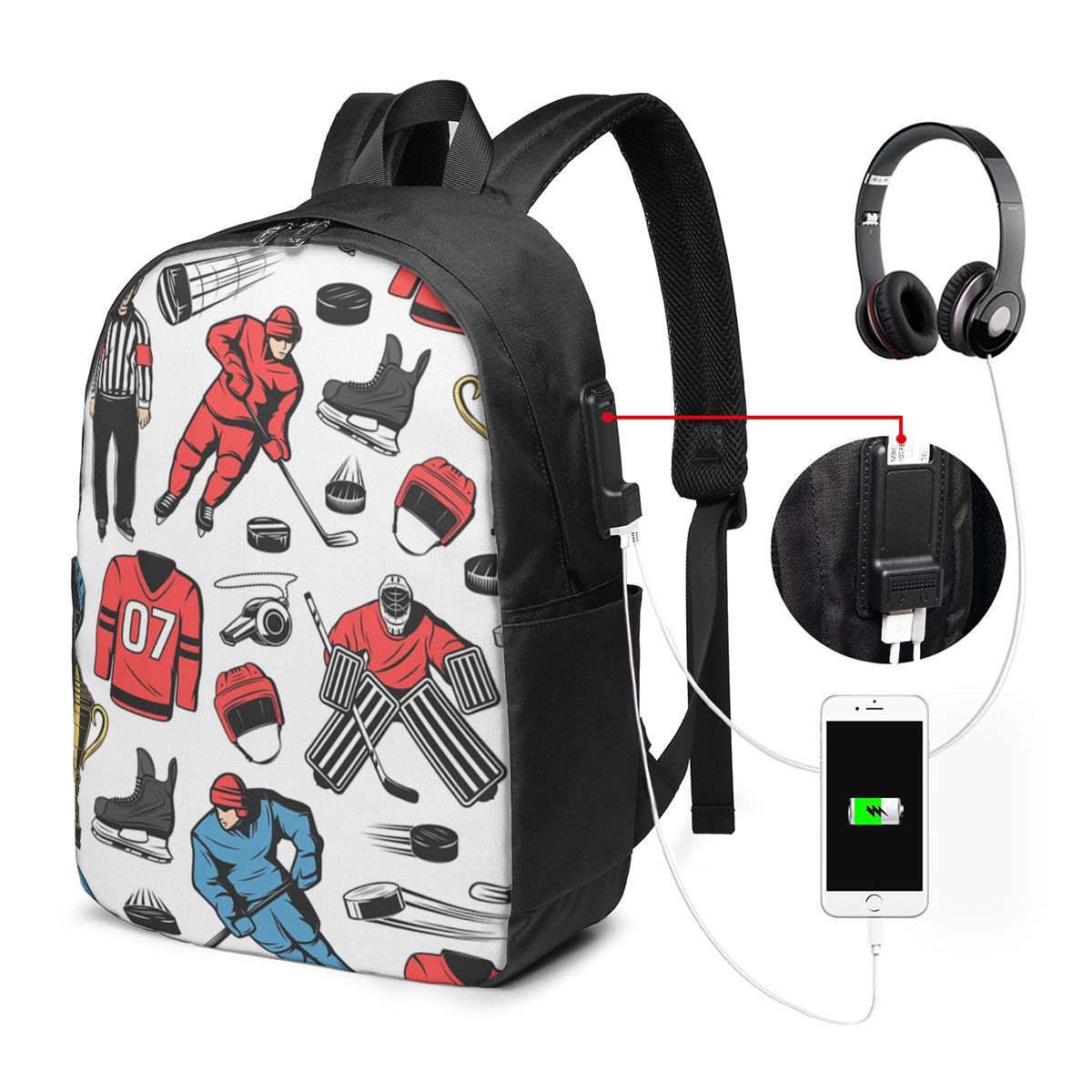 アイスホッケー選手オンリンクバックパック旅行ノートブックバッ - Women Bags For Laptop のレビューと価格