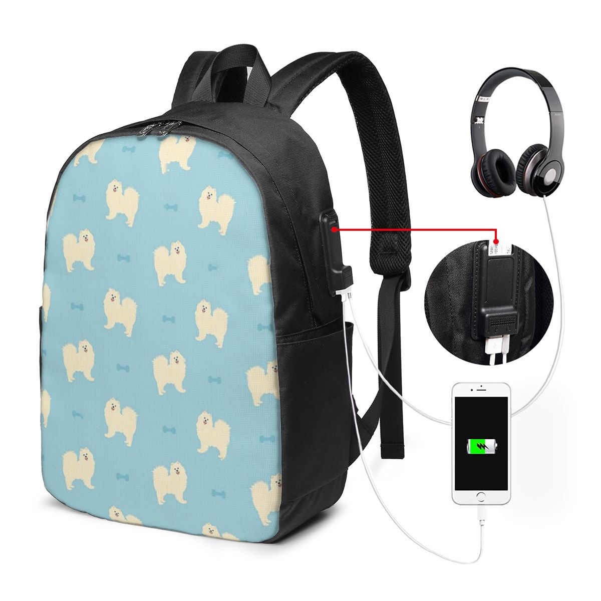 サモエド犬バックパック旅行ノートブックバッグコンピュータ大学 - Women Bags For Laptop のレビューと価格