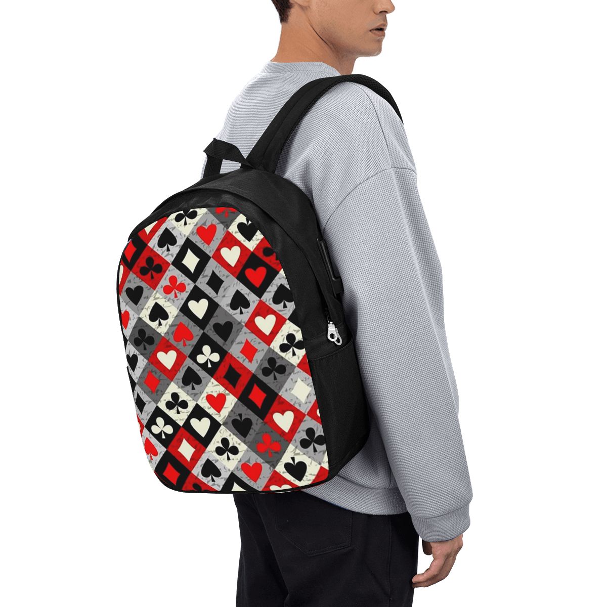 トランプポーカープリントバックパック旅行ノートブックバッグコ - Women Bags For Laptop のレビューと価格