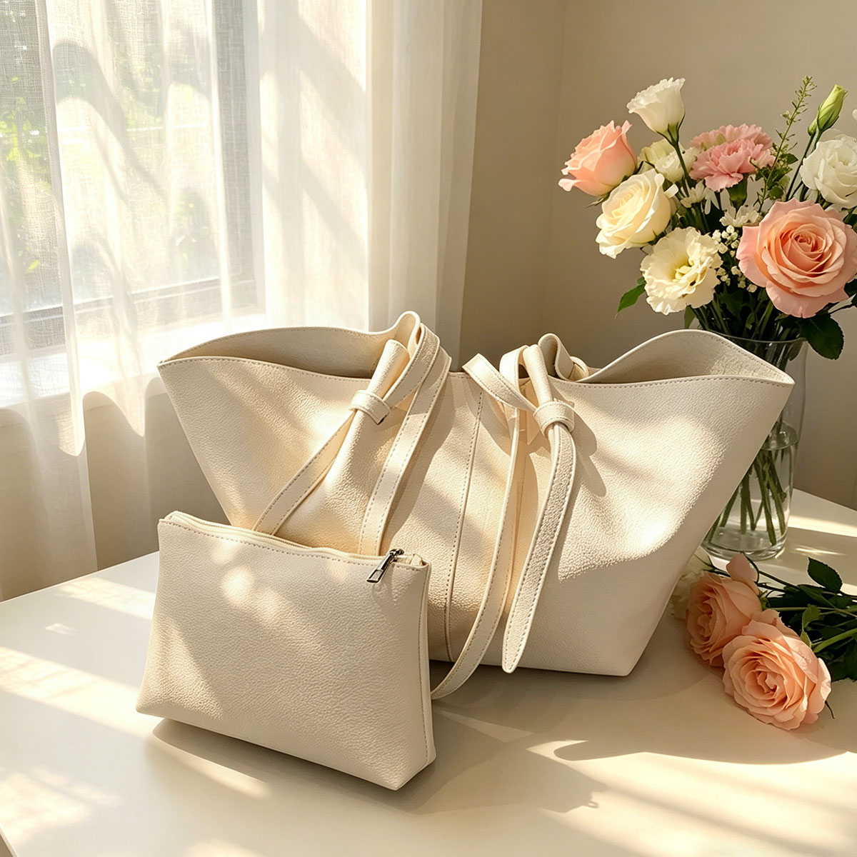 トレンディなミニマリストスタイルの大容量扇形トートバッグ、ラ - Women Bags Mk のレビューと価格