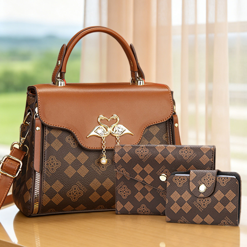 3ピース女性用バッグセット、軽量高級プリント柄女性用クロスボ - Women'S Crossbody Bags のレビューと価格
