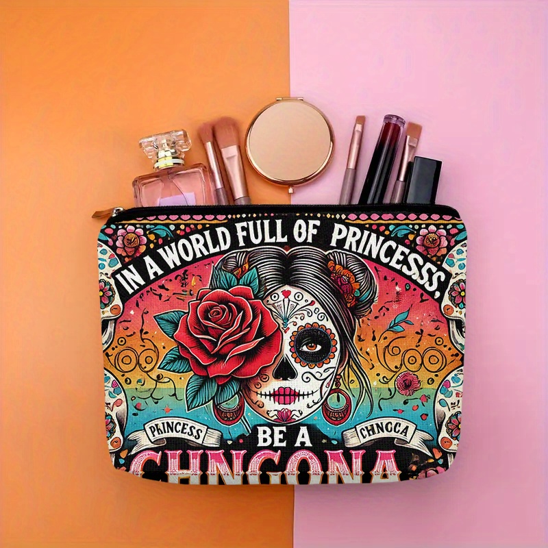 花と頭蓋骨の化粧品バッグ - 女性用のかわいい多機能ジッパー - Women Bags In Amazon のレビューと価格