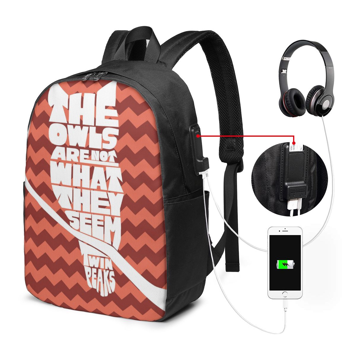 ツインピークスレッドルームバックパック旅行ノートブックバッグ - Women Bags For Laptop のレビューと価格