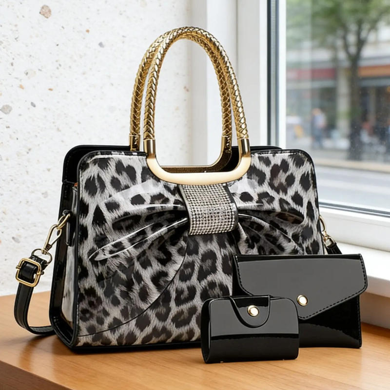 バタフライノットヒョウ柄レディースバッグ、高品質PU素材サッ - Women'S Crossbody Bags のレビューと価格